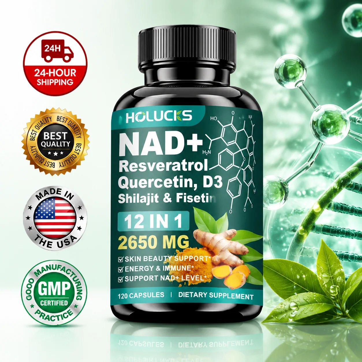 Wellness Quercetin - Suplemento de NAD+ de Alta Potencia,